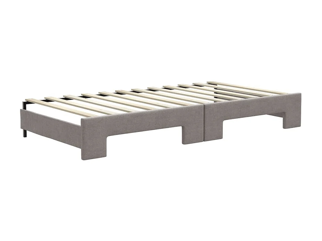 Lit de jour avec gigogne et matelas taupe 100x200 cm tissu