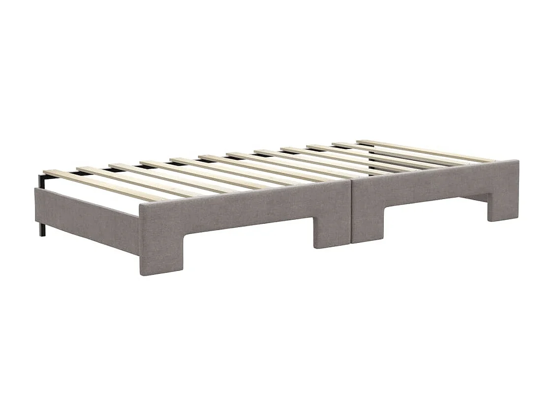 Lit de jour avec gigogne et matelas taupe 100x200 cm tissu