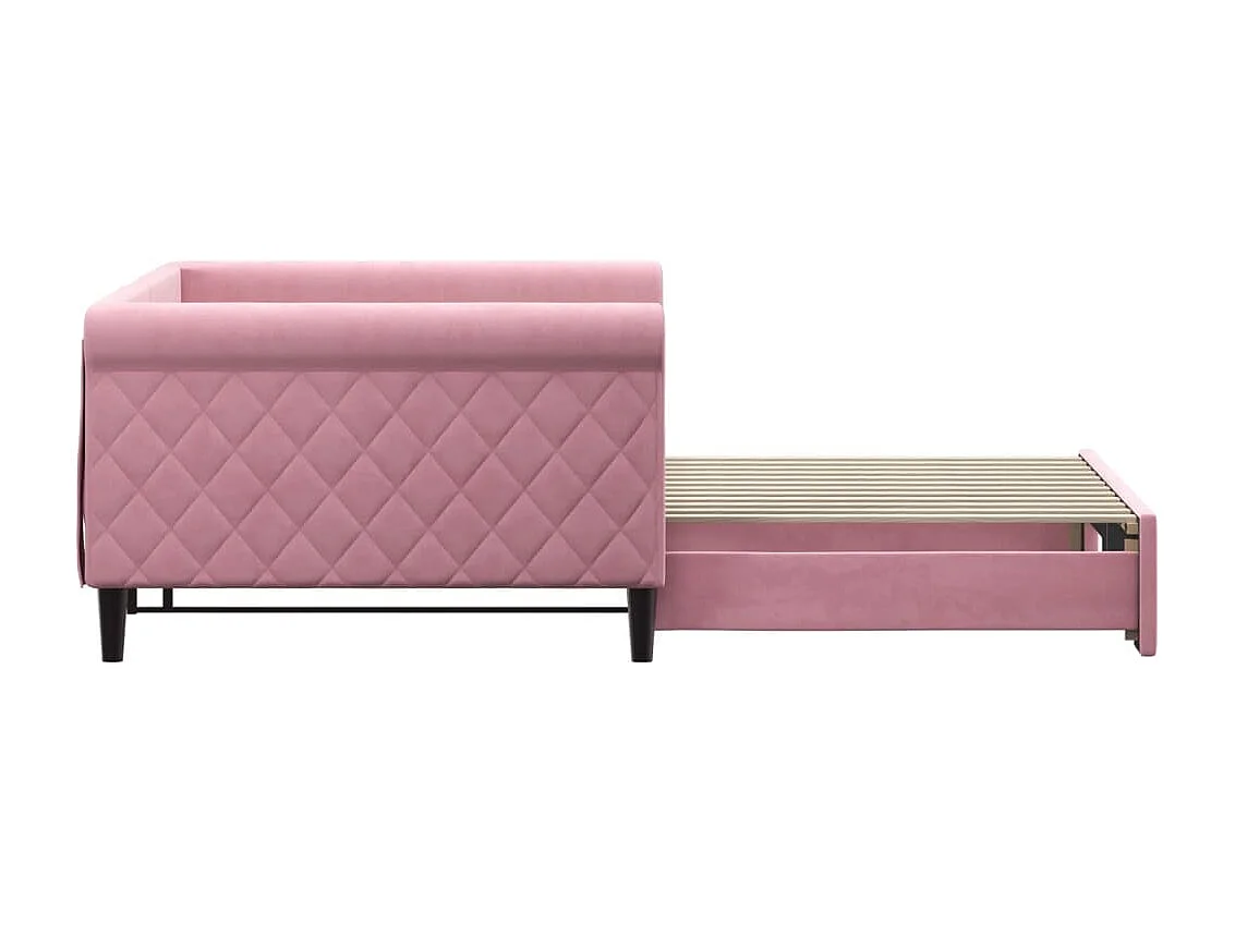 Lit de jour avec lit gigogne rose 100x200 cm velours