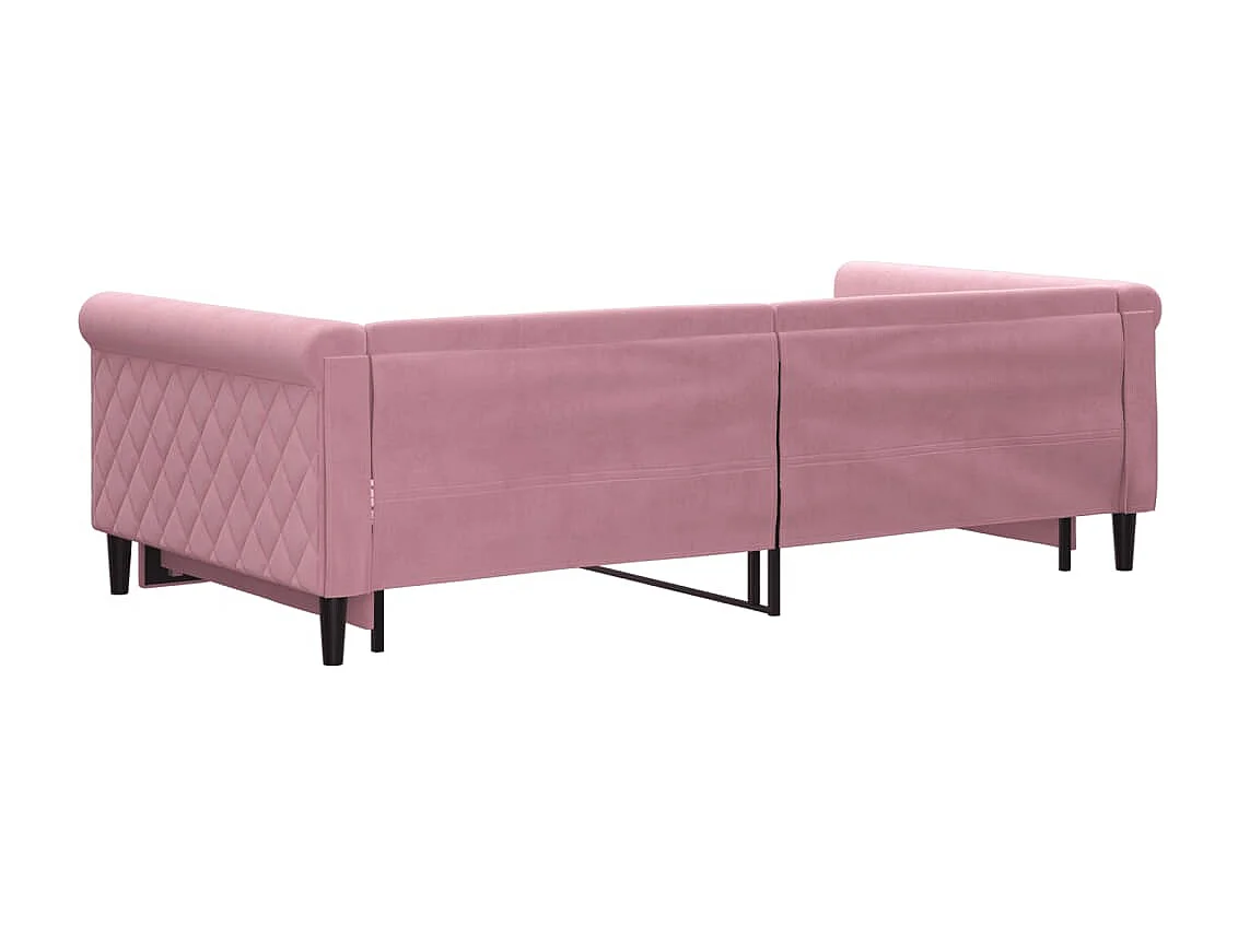 Lit de jour avec lit gigogne rose 100x200 cm velours