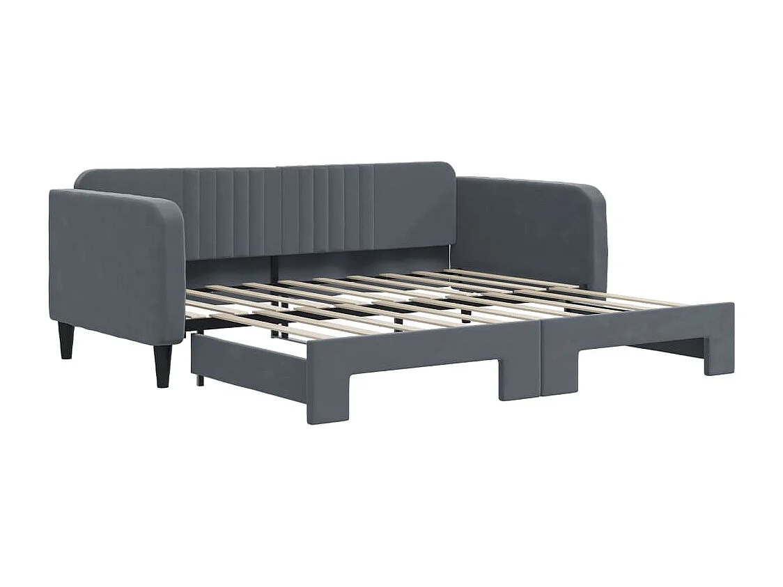 Lit de jour avec gigogne sans matelas gris foncé 90x190 cm