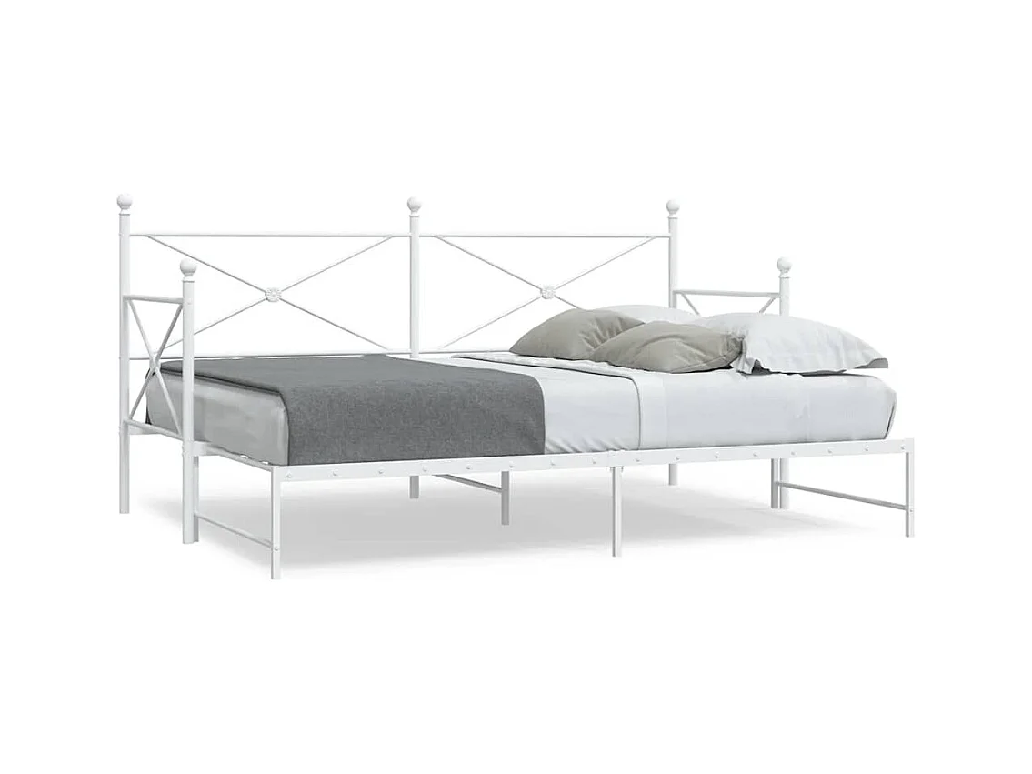 Lit de jour avec lit gigogne sans matelas blanc 90x190 cm acier