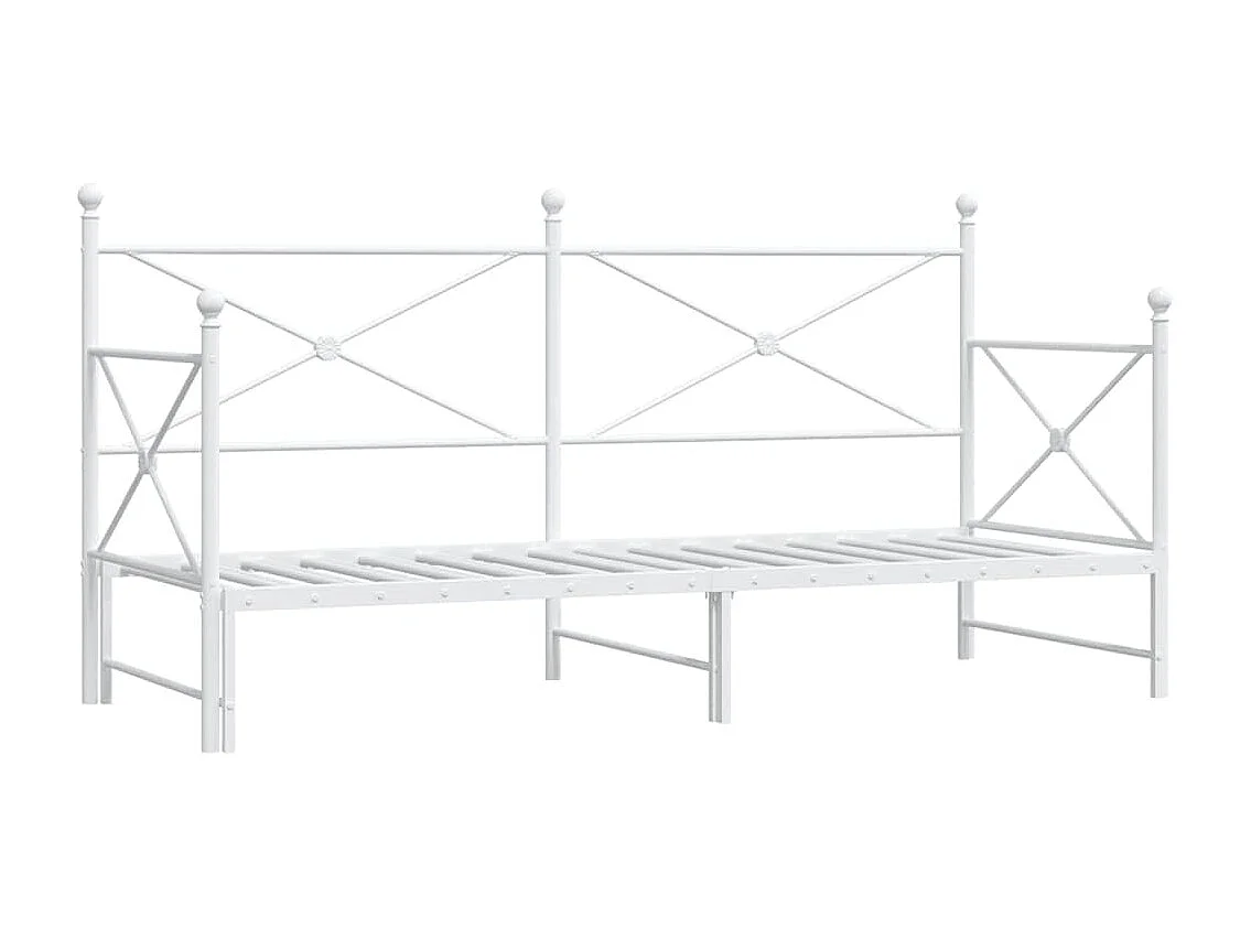 Lit de jour avec lit gigogne sans matelas blanc 90x190 cm acier