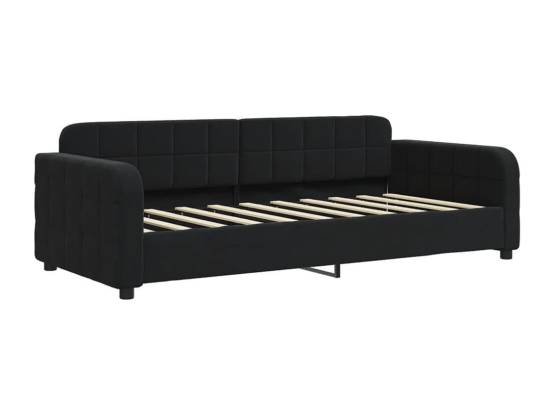 Sofá-cama com gavetão e gavetas 90x190 cm veludo preto