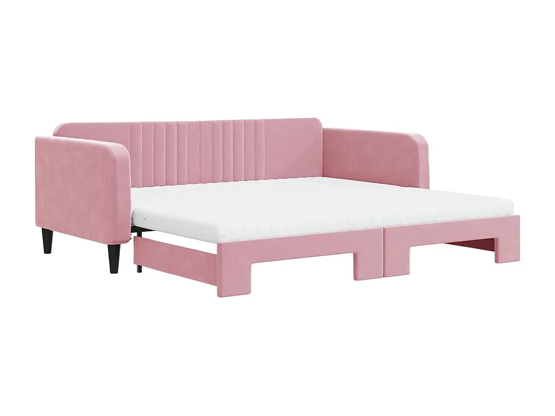 Sofá cama nido con colchón terciopelo rosa 100x200 cm