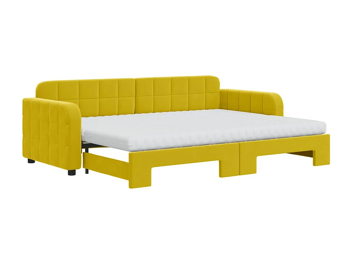 Sofá cama nido con cajones terciopelo amarillo 80x200 cm