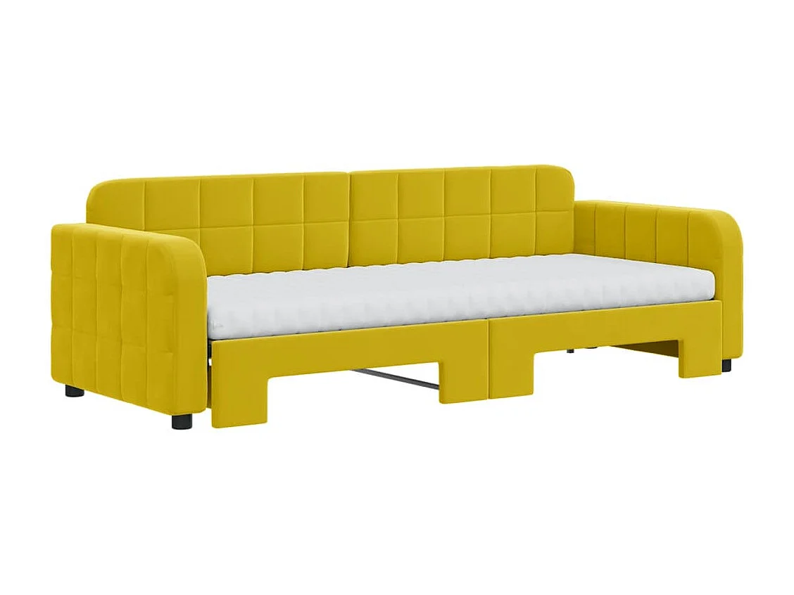 Sofá cama nido con cajones terciopelo amarillo 80x200 cm