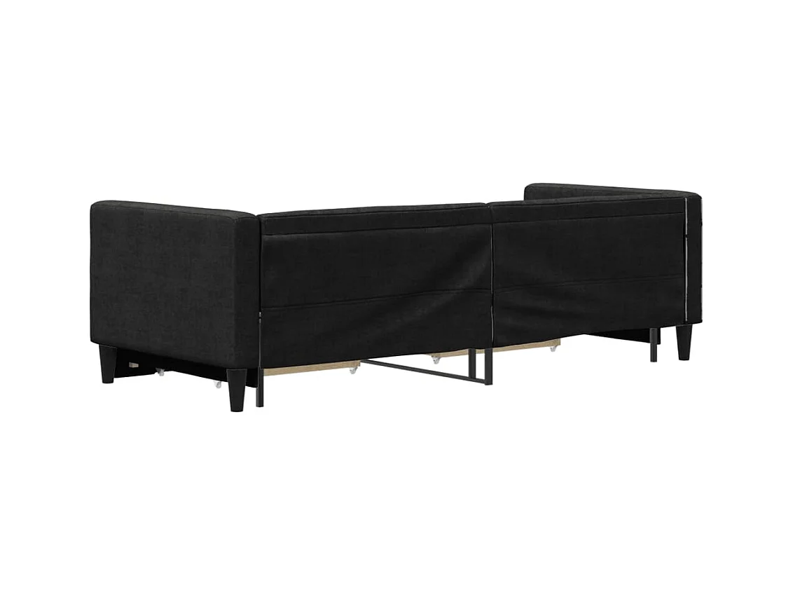 Lit de jour avec gigogne et tiroirs noir 80x200 cm tissu