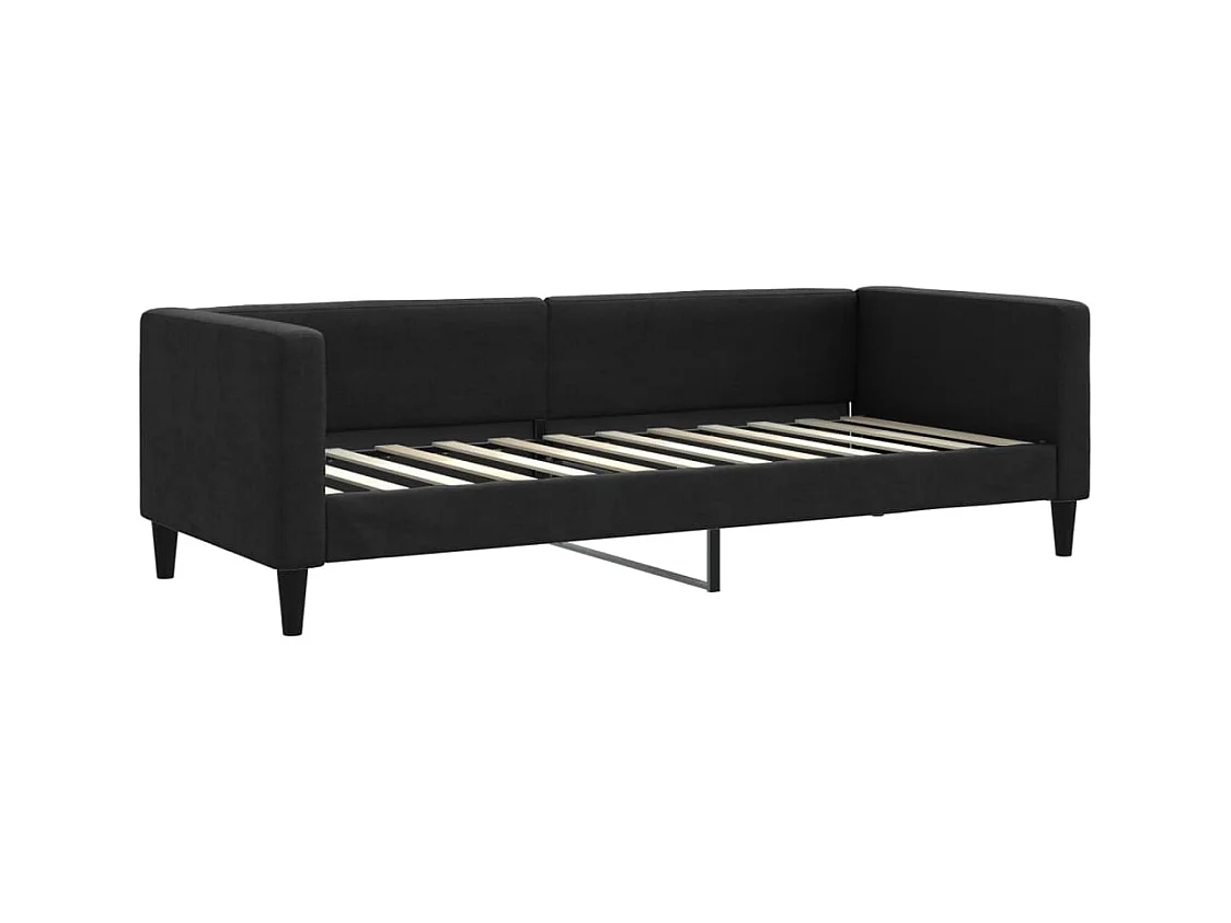 Lit de jour avec gigogne et tiroirs noir 80x200 cm tissu