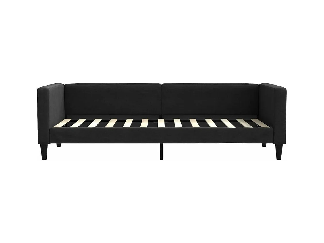 Lit de jour avec gigogne et tiroirs noir 80x200 cm tissu