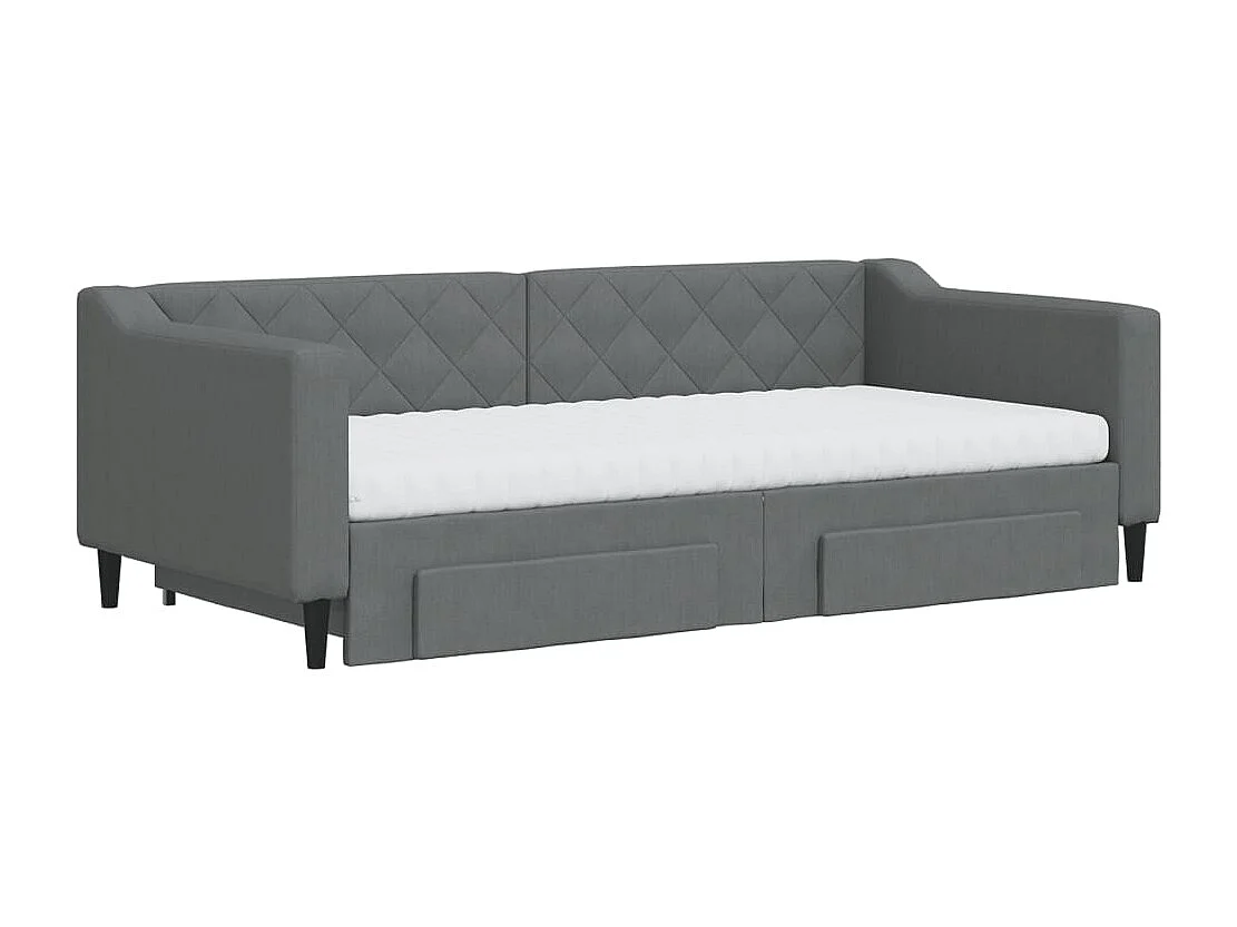 Lit de jour avec gigogne et tiroirs gris foncé 90x190 cm tissu