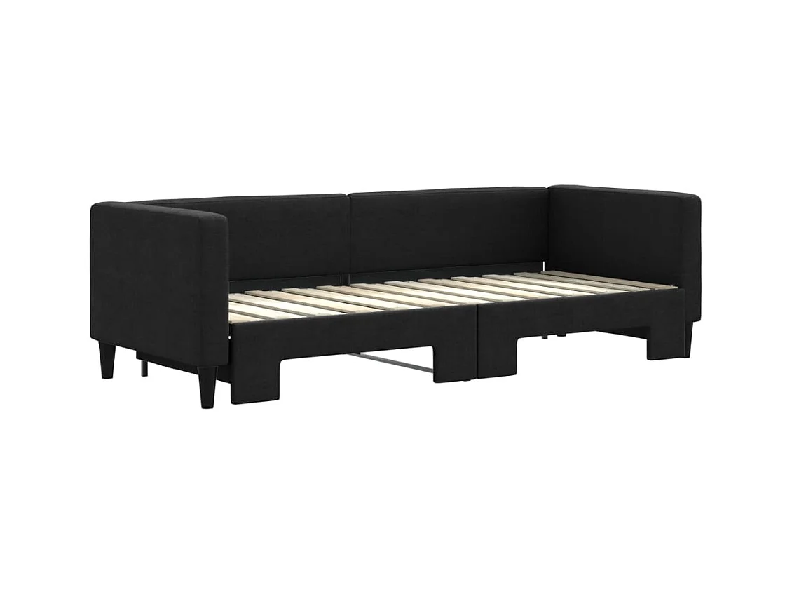 Lit de jour avec lit gigogne noir 80x200 cm tissu