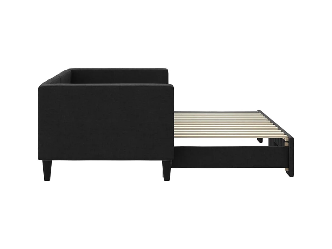 Lit de jour avec lit gigogne noir 80x200 cm tissu