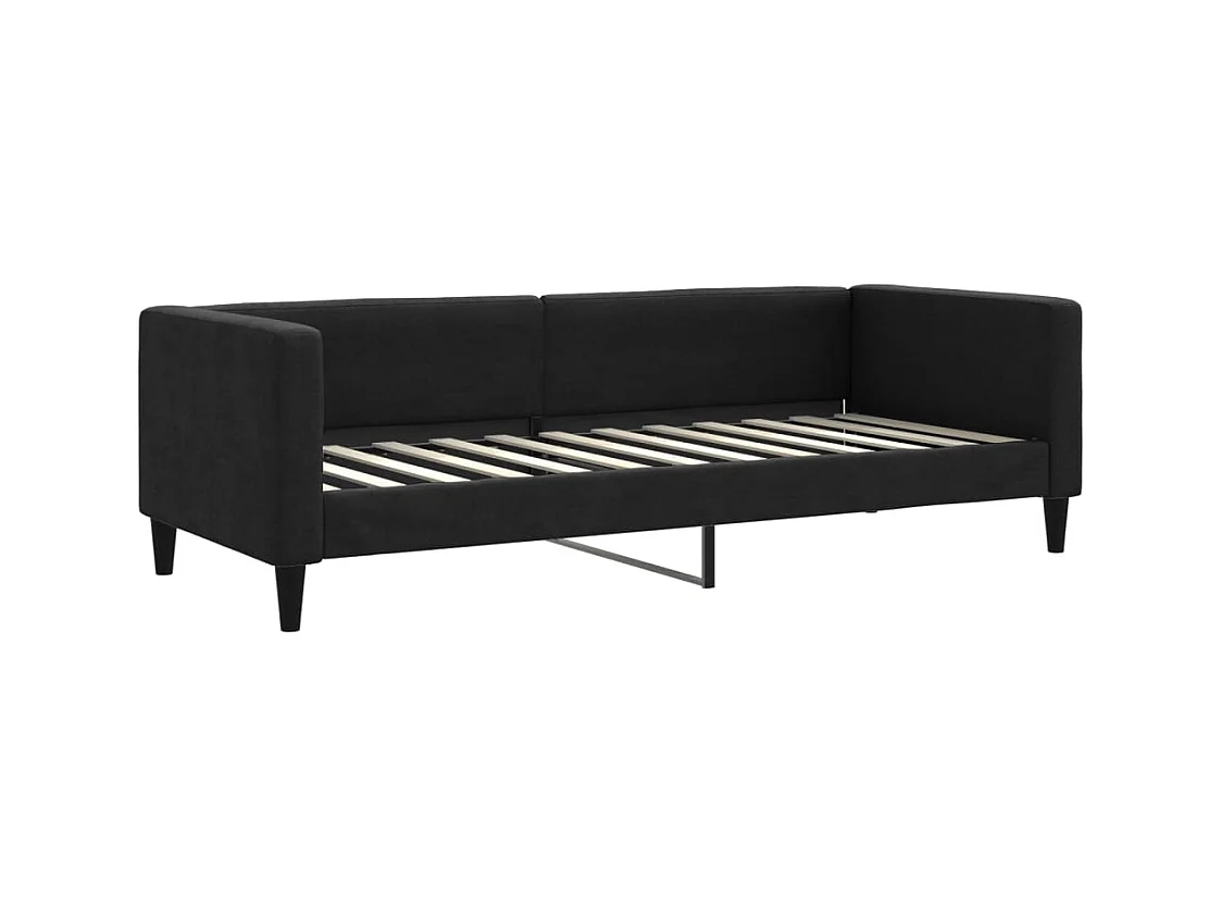 Lit de jour avec lit gigogne noir 80x200 cm tissu