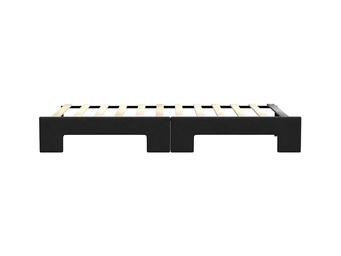 Lit de jour avec lit gigogne noir 80x200 cm tissu