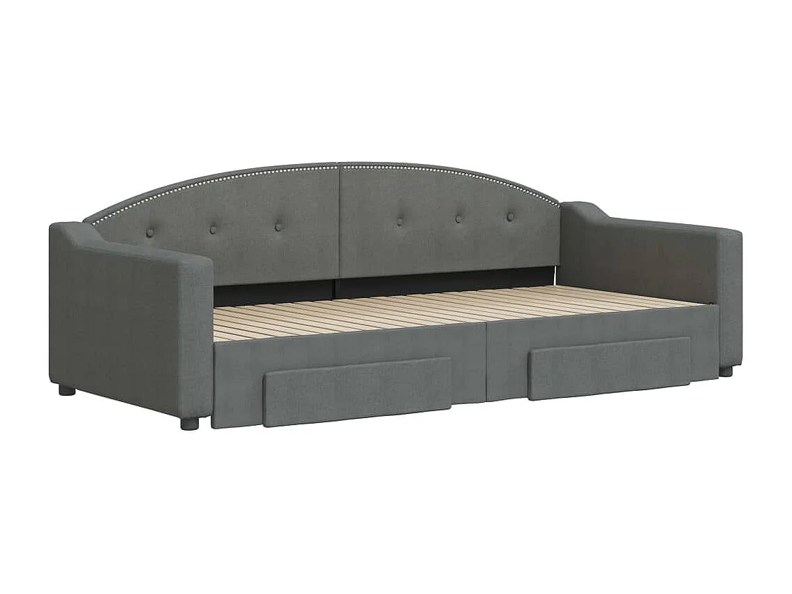 Sofá-cama com gavetão e gavetas 90x200 cm tecido cinzento-escuro