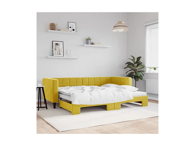 Sofá cama nido terciopelo amarillo 80x200 cm