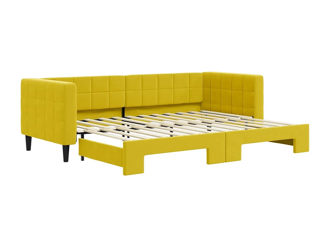 Lit de jour avec lit gigogne jaune 80x200 cm velours