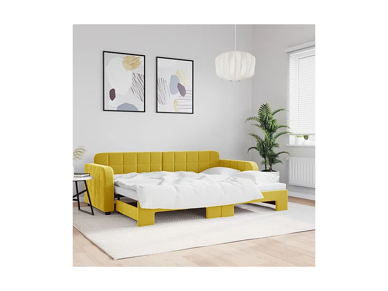 Sofá cama nido terciopelo amarillo 80x200 cm