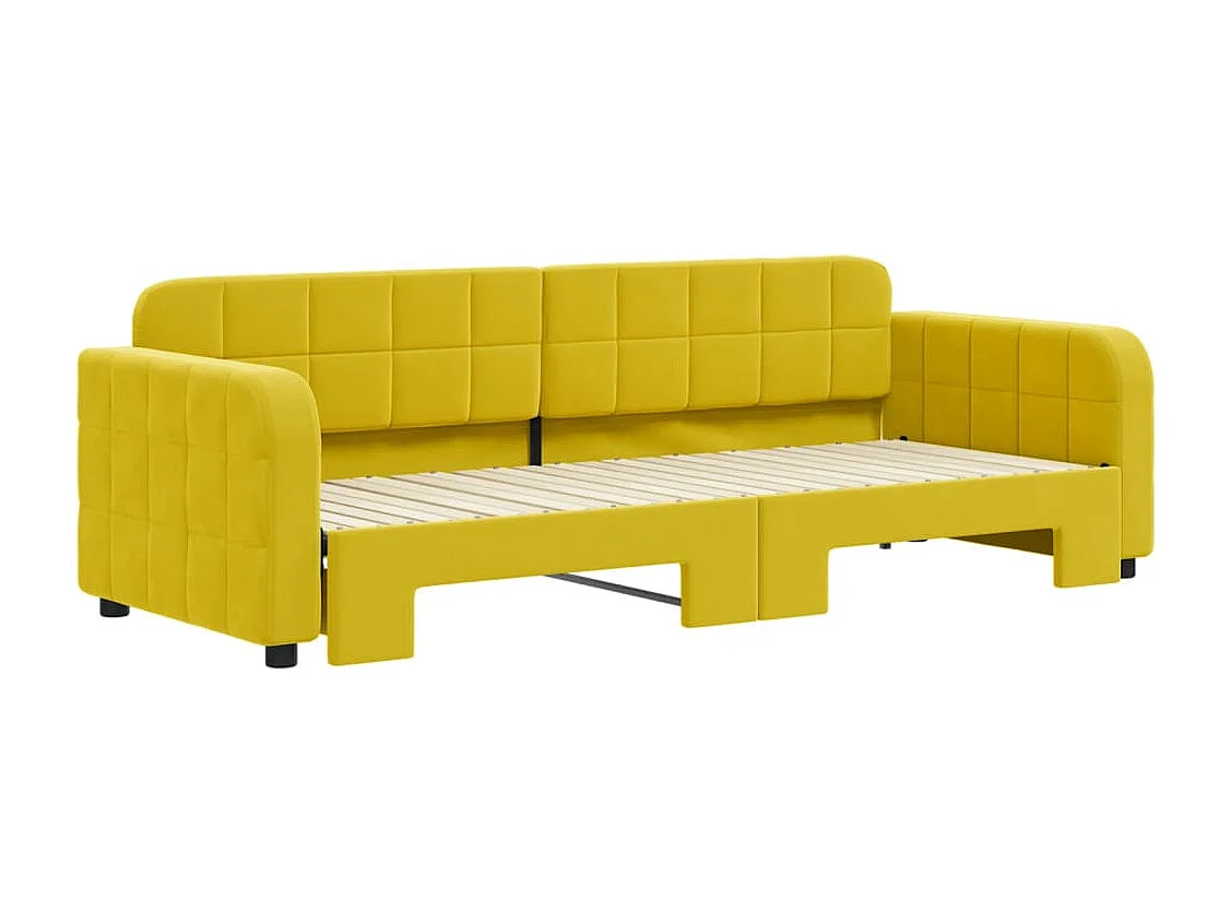 Lit de jour avec lit gigogne jaune 80x200 cm velours