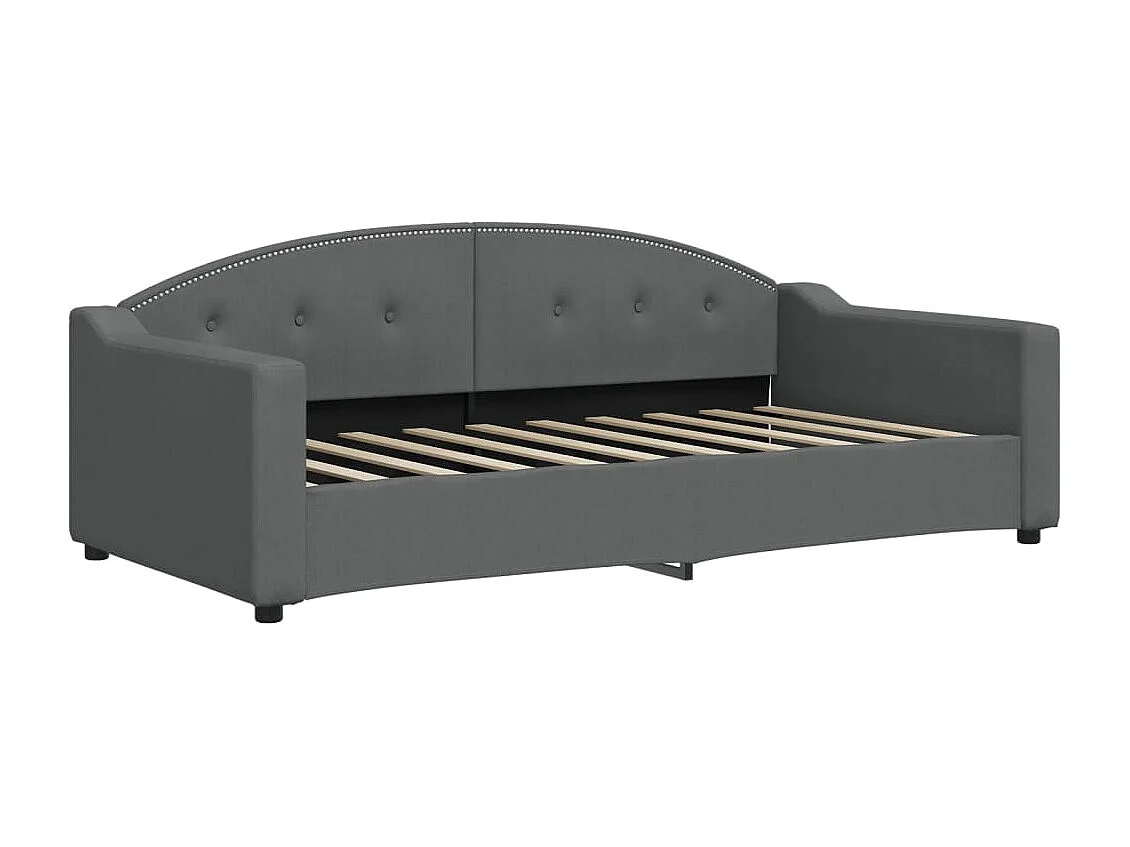 Lit de jour avec gigogne et matelas gris foncé 90x190 cm tissu