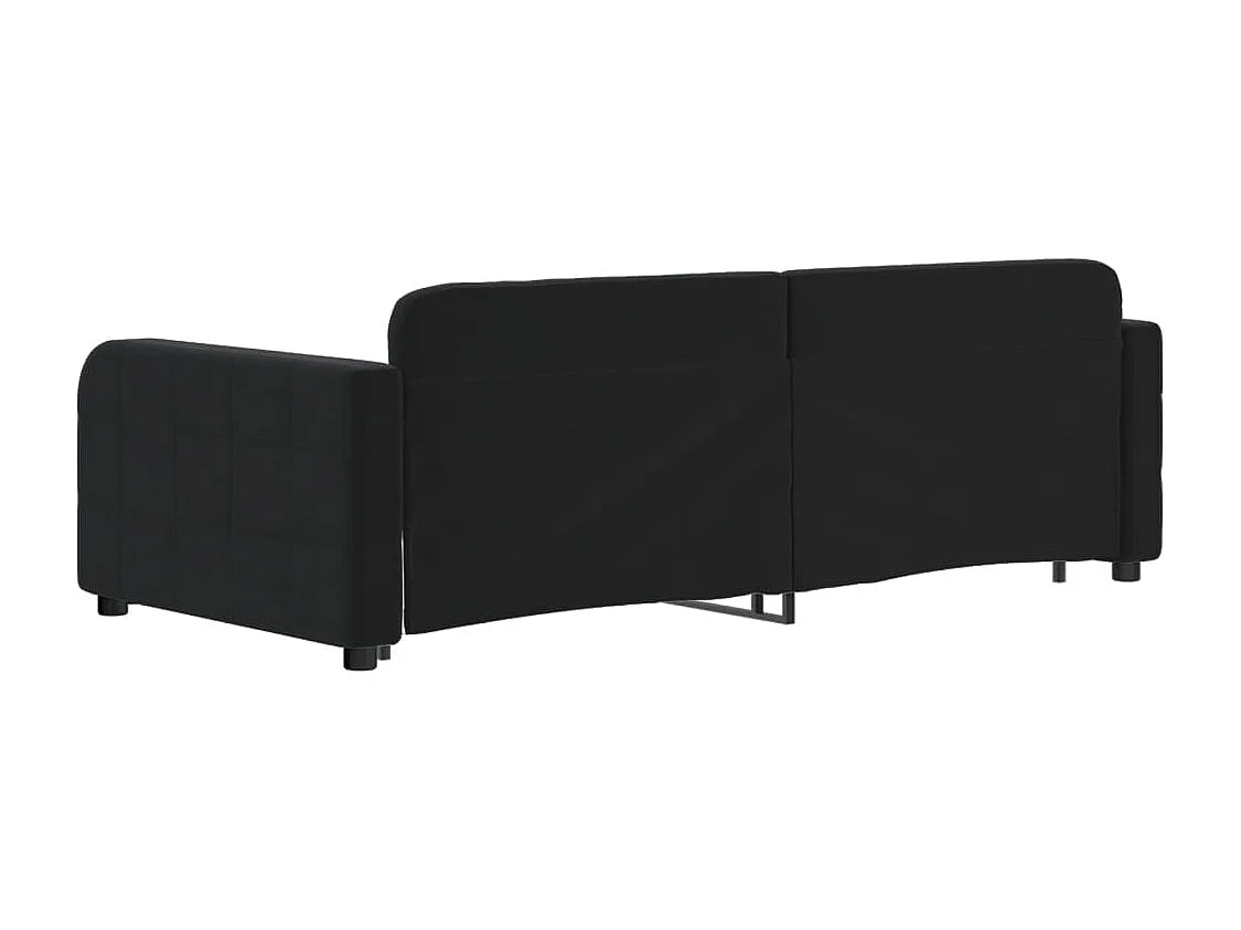 Slaapbank met onderschuifbed 90x190 cm fluweel zwart
