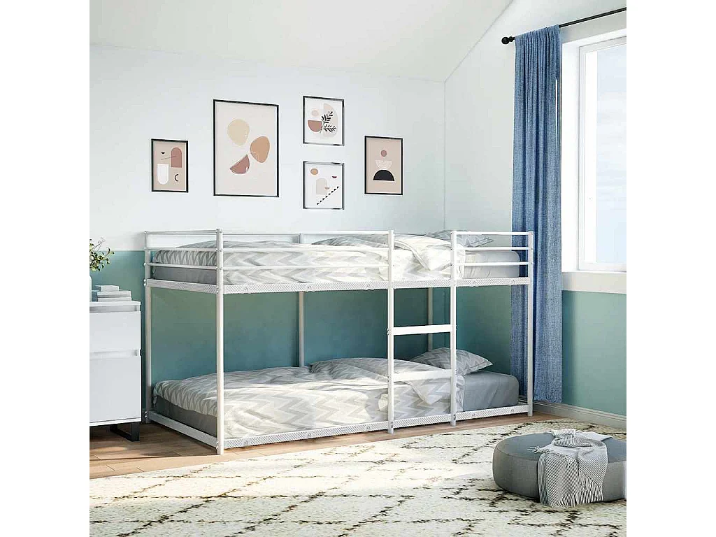 Lit superposé sans matelas blanc 100x190 cm acier