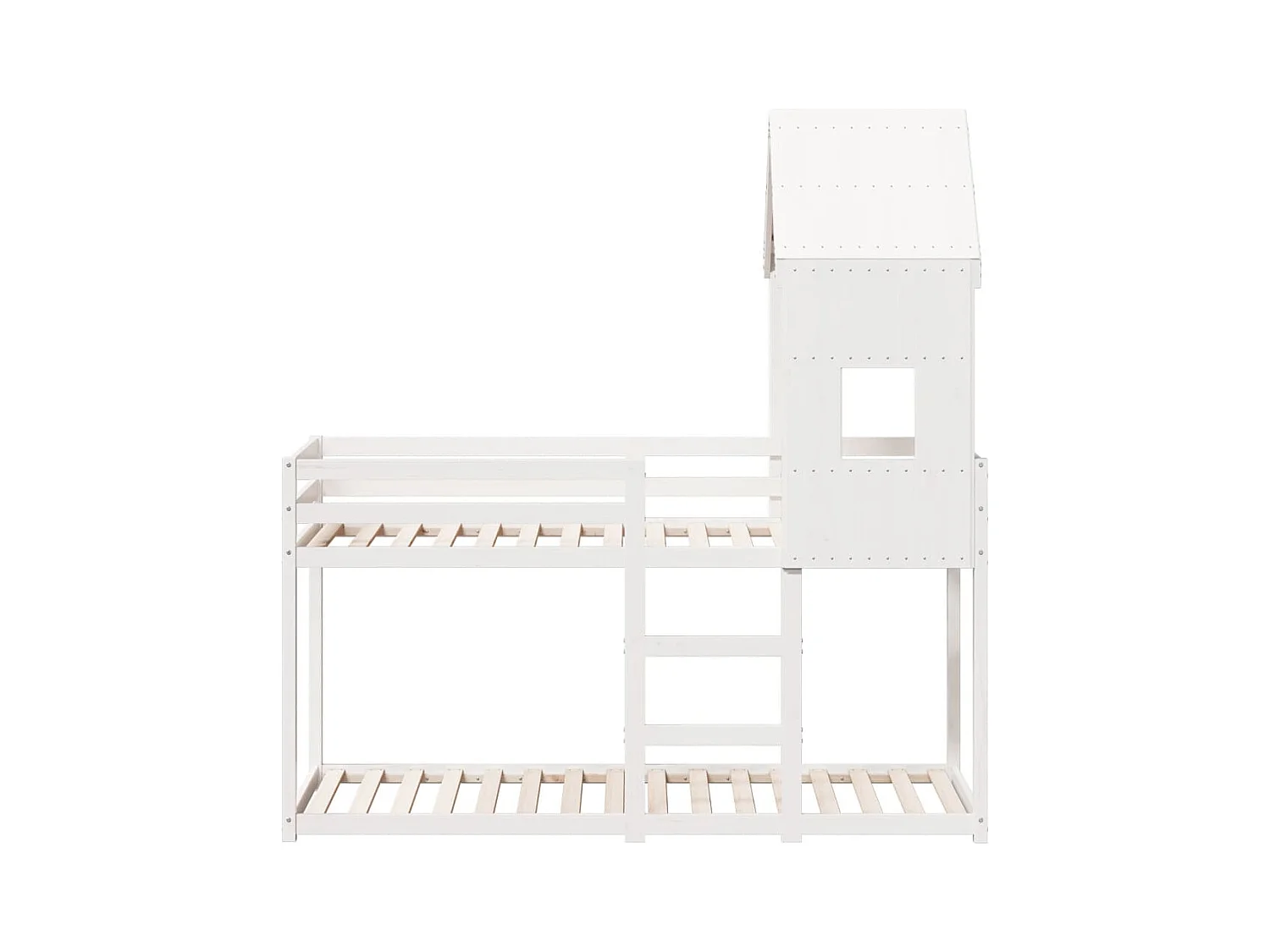 Stapelbed met dak massief grenenhout wit 90x200 cm