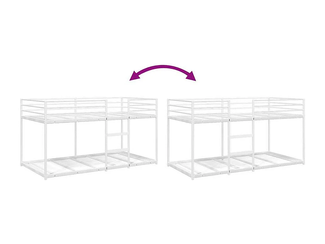 Lit superposé sans matelas blanc 75x190 cm acier