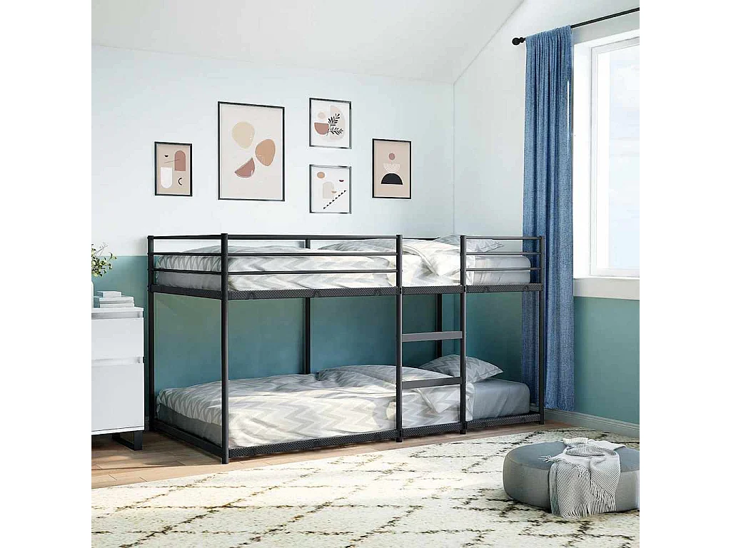 Lit superposé sans matelas noir 107x203 cm acier