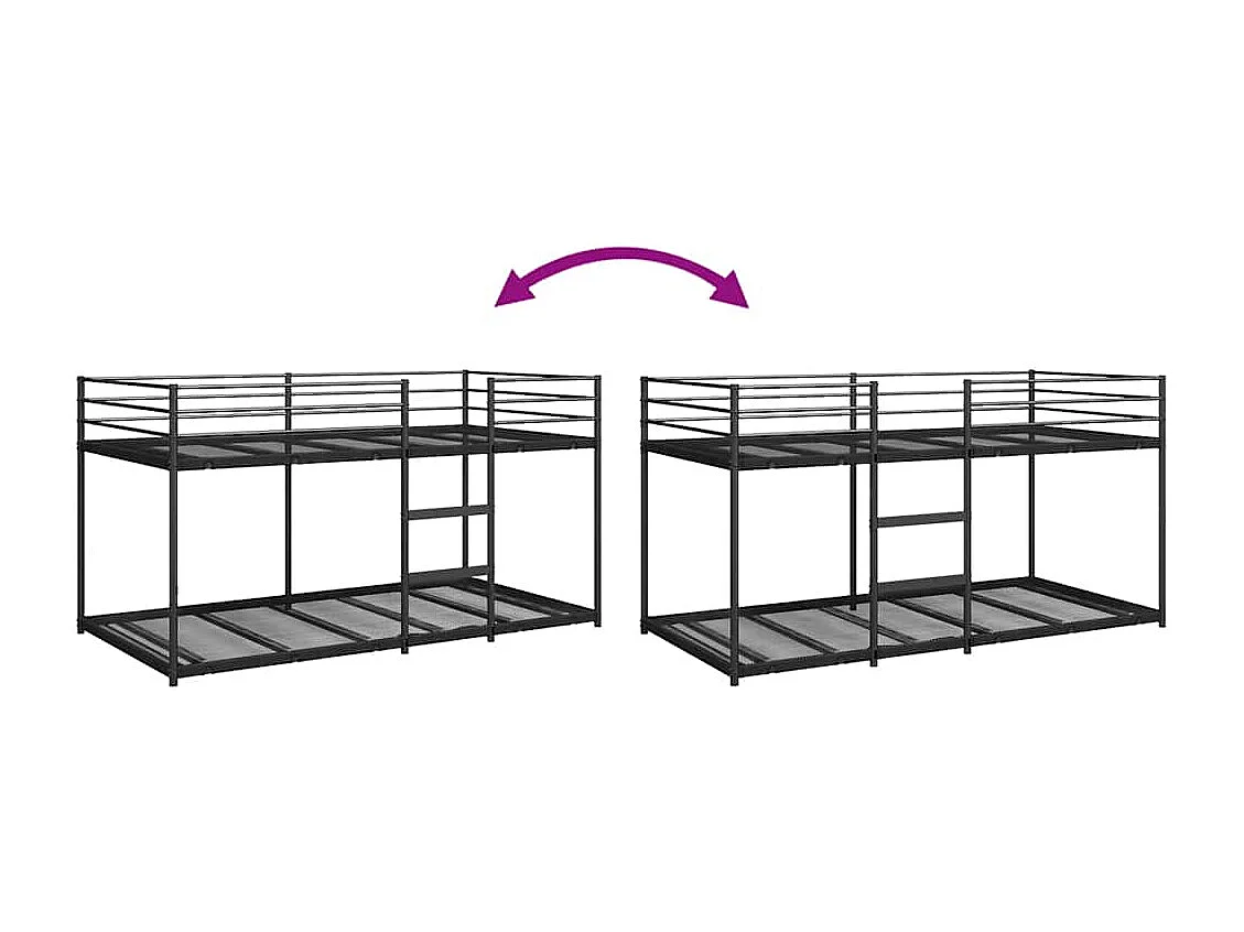 Lit superposé sans matelas noir 107x203 cm acier