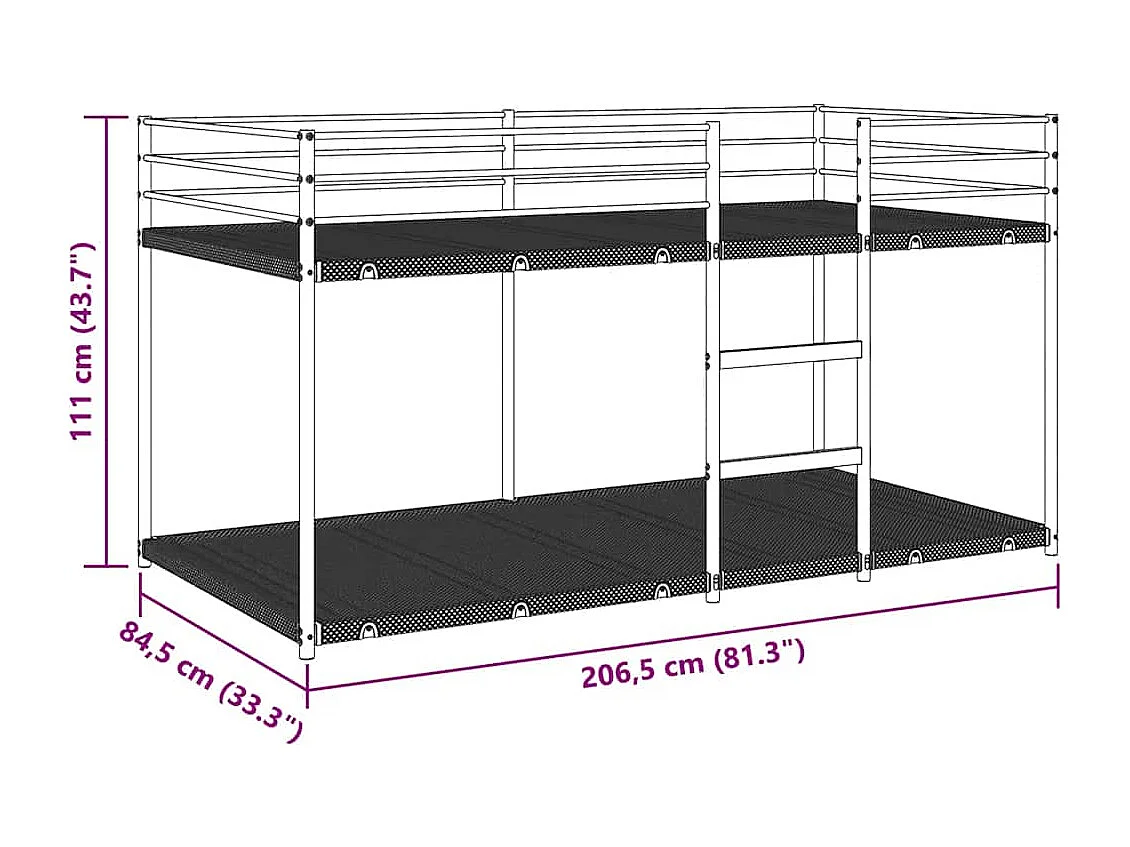 Stapelbed zonder matras 80x200 cm staal wit