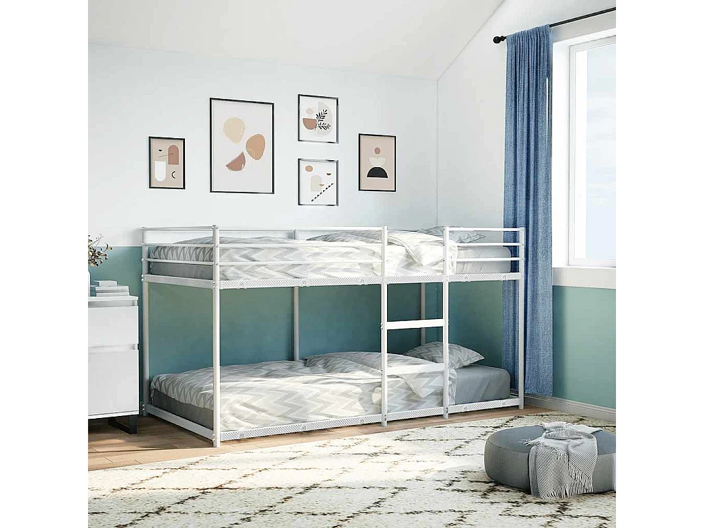Lit superposé sans matelas blanc 80x200 cm acier