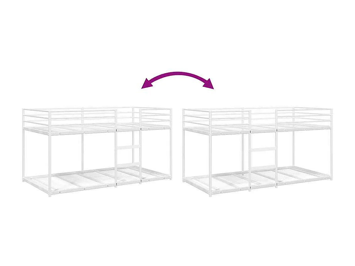 Lit superposé sans matelas blanc 80x200 cm acier