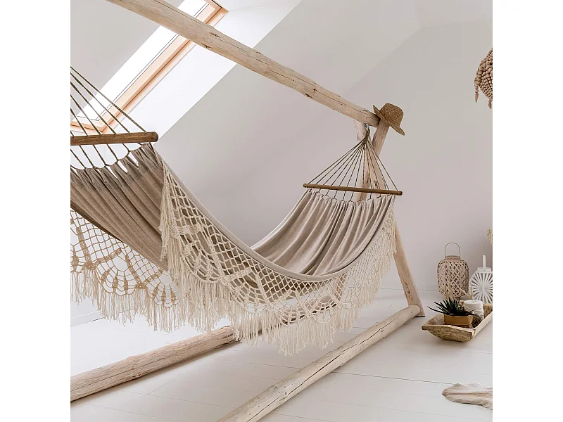 Amaca da Giardino Rebecca Mobili Daylily 200x150 Policotone Canvas Beige Boho