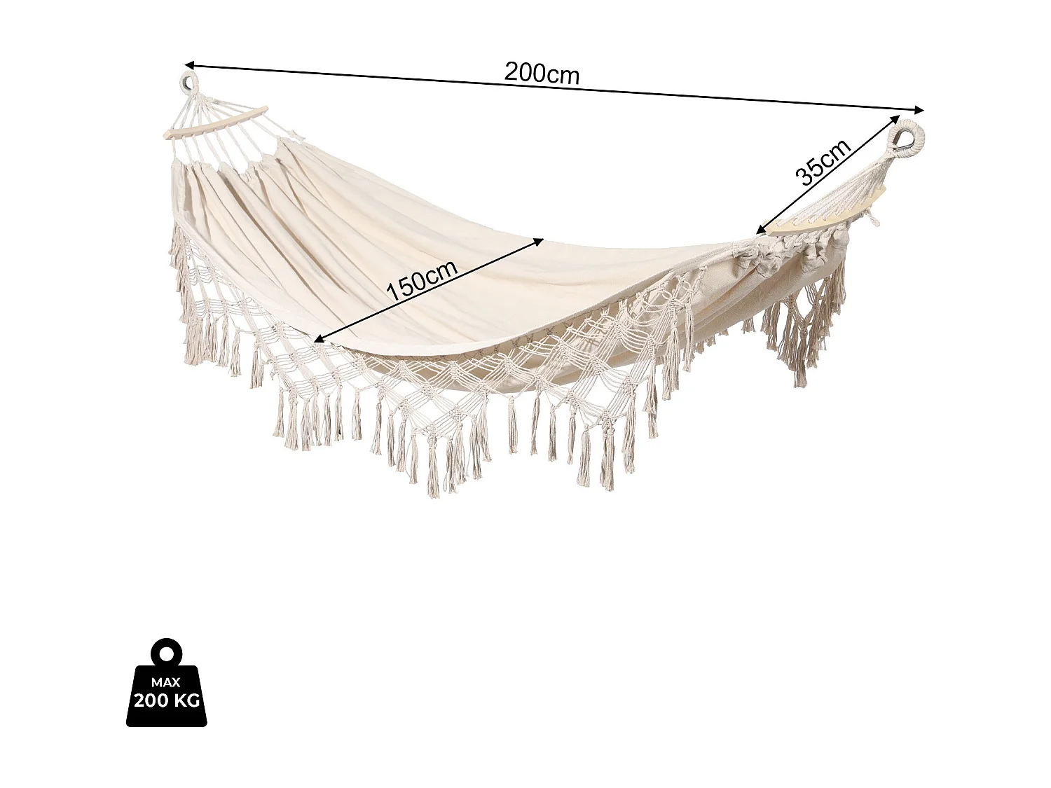 Amaca da Giardino Rebecca Mobili Daylily 200x150 Policotone Canvas Beige Boho