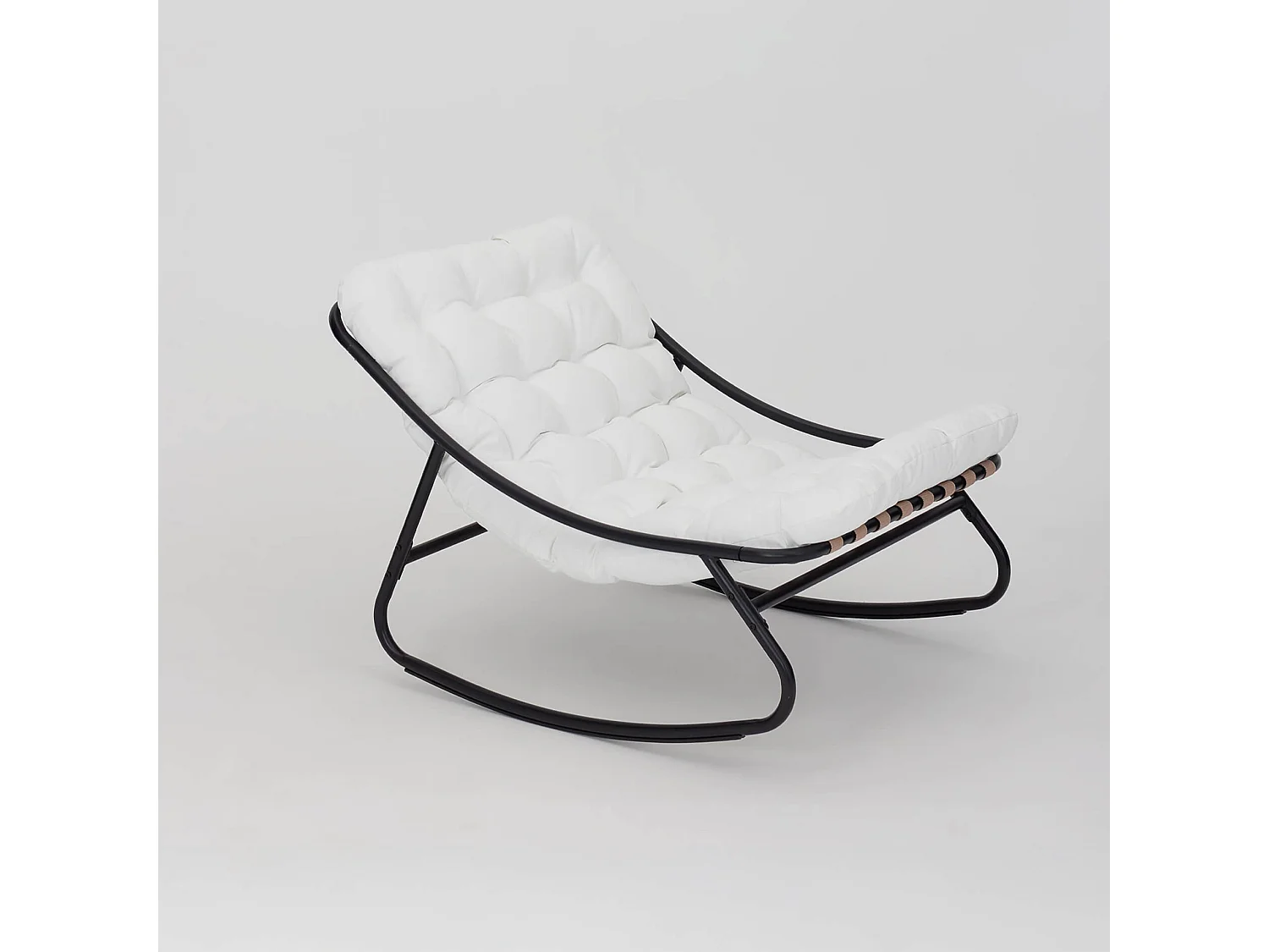 Fauteuil à Bascule Rebecca Mobili Qatran 74x78x101 Acier Polyester Blanc Gris Moderne