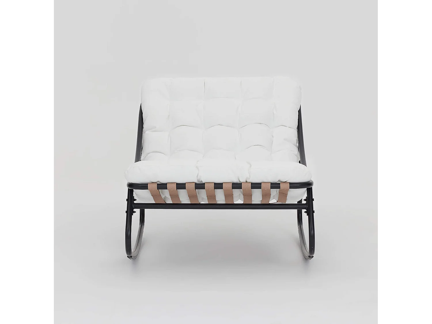 Fauteuil à Bascule Rebecca Mobili Qatran 74x78x101 Acier Polyester Blanc Gris Moderne