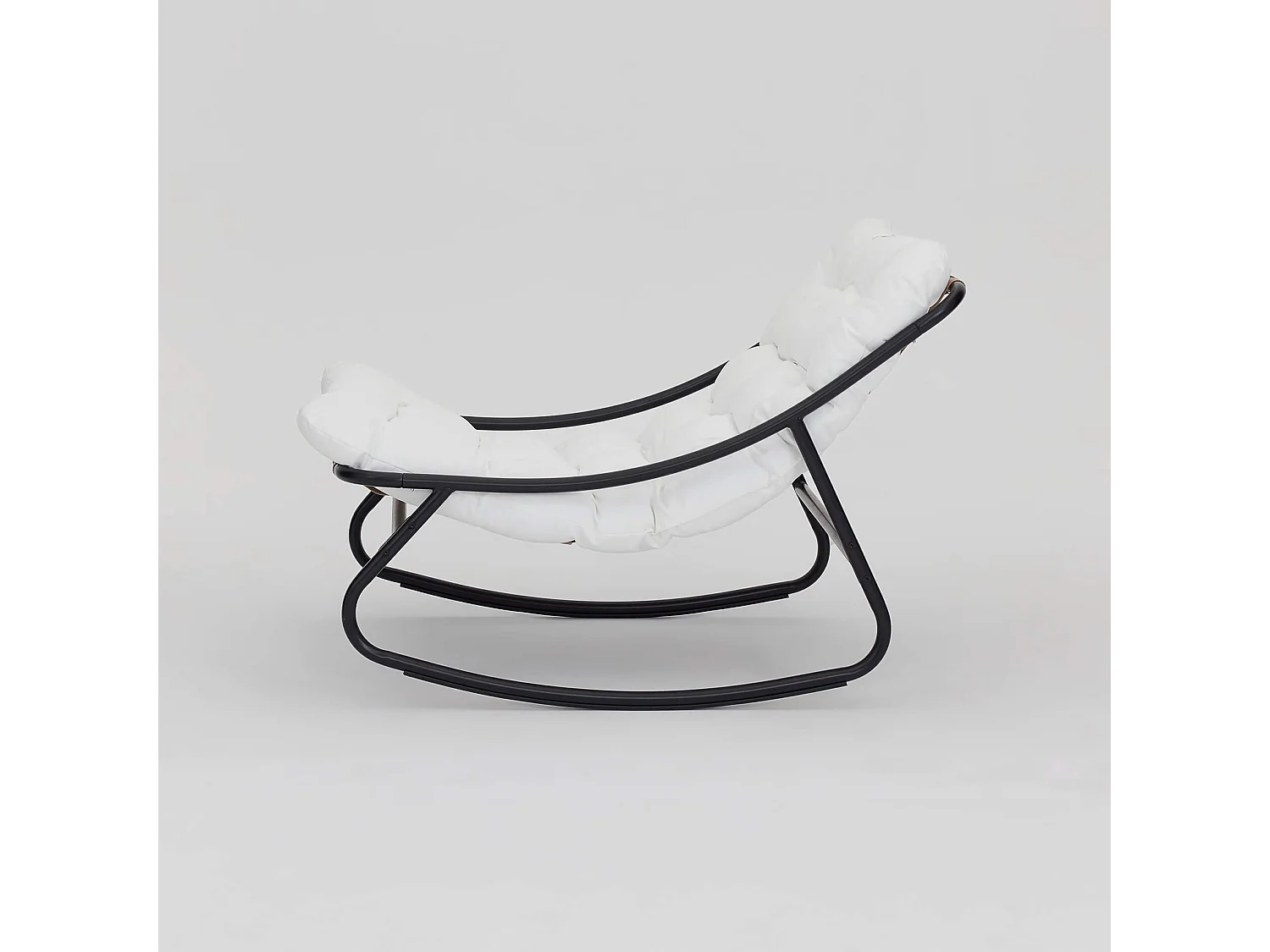 Fauteuil à Bascule Rebecca Mobili Qatran 74x78x101 Acier Polyester Blanc Gris Moderne