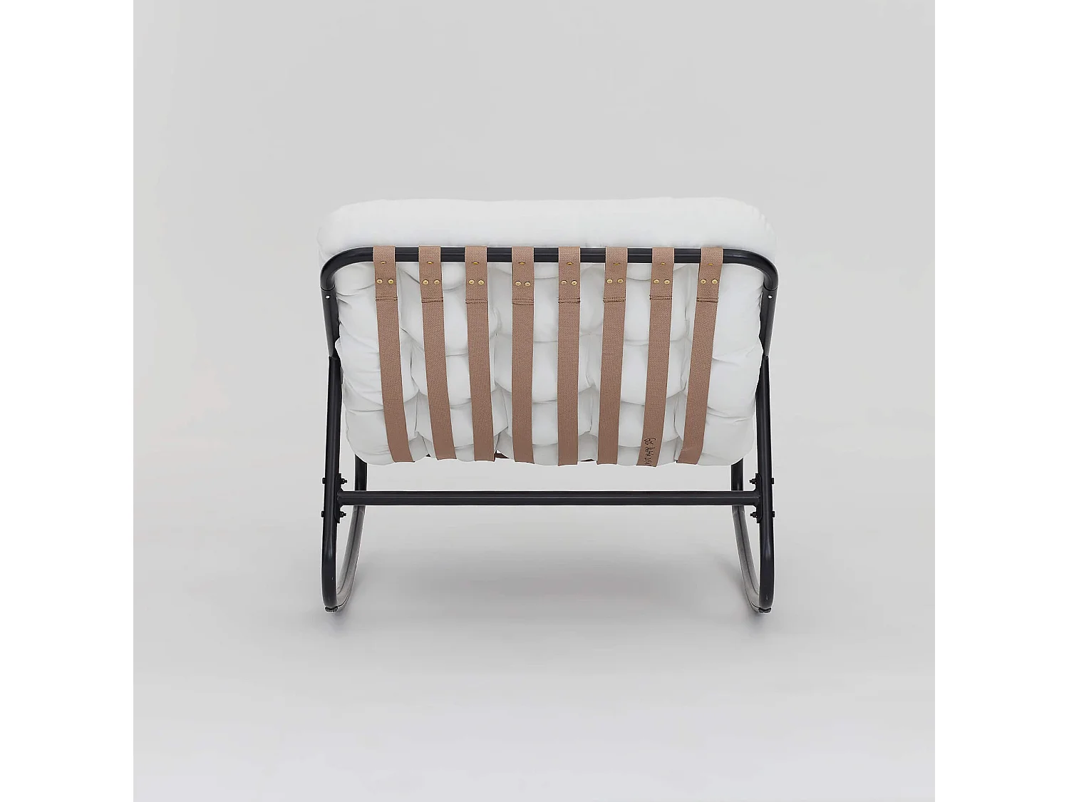 Fauteuil à Bascule Rebecca Mobili Qatran 74x78x101 Acier Polyester Blanc Gris Moderne