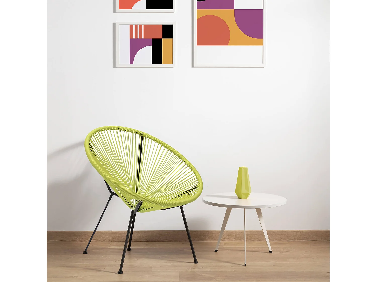 Poltrona da Giardino Rebecca Mobili Nakhla 80x70x76 Acciaio PE Giallo Nero Vintage