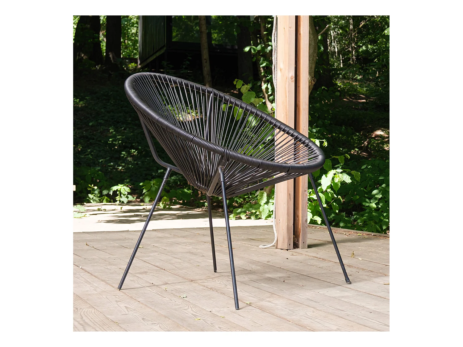 Fauteuil de Jardin Rebecca Mobili Clianto 80x70x76 Acier PE Noir Vintage