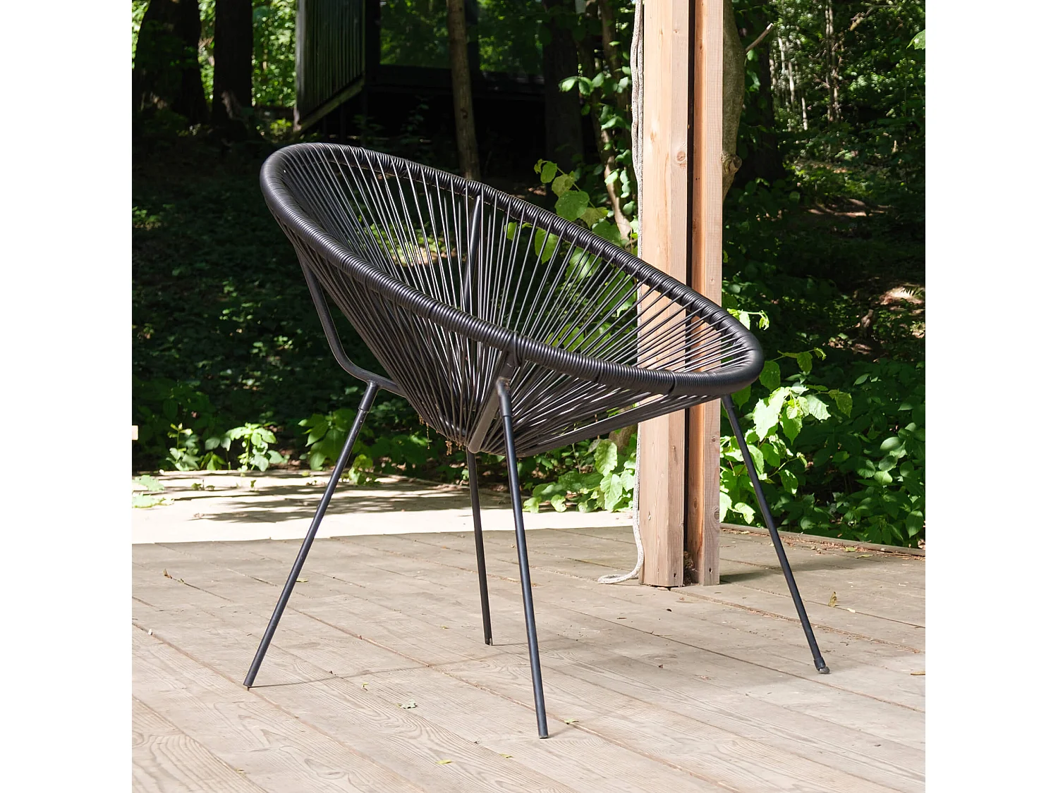 Fauteuil de Jardin Rebecca Mobili Clianto 80x70x76 Acier PE Noir Vintage