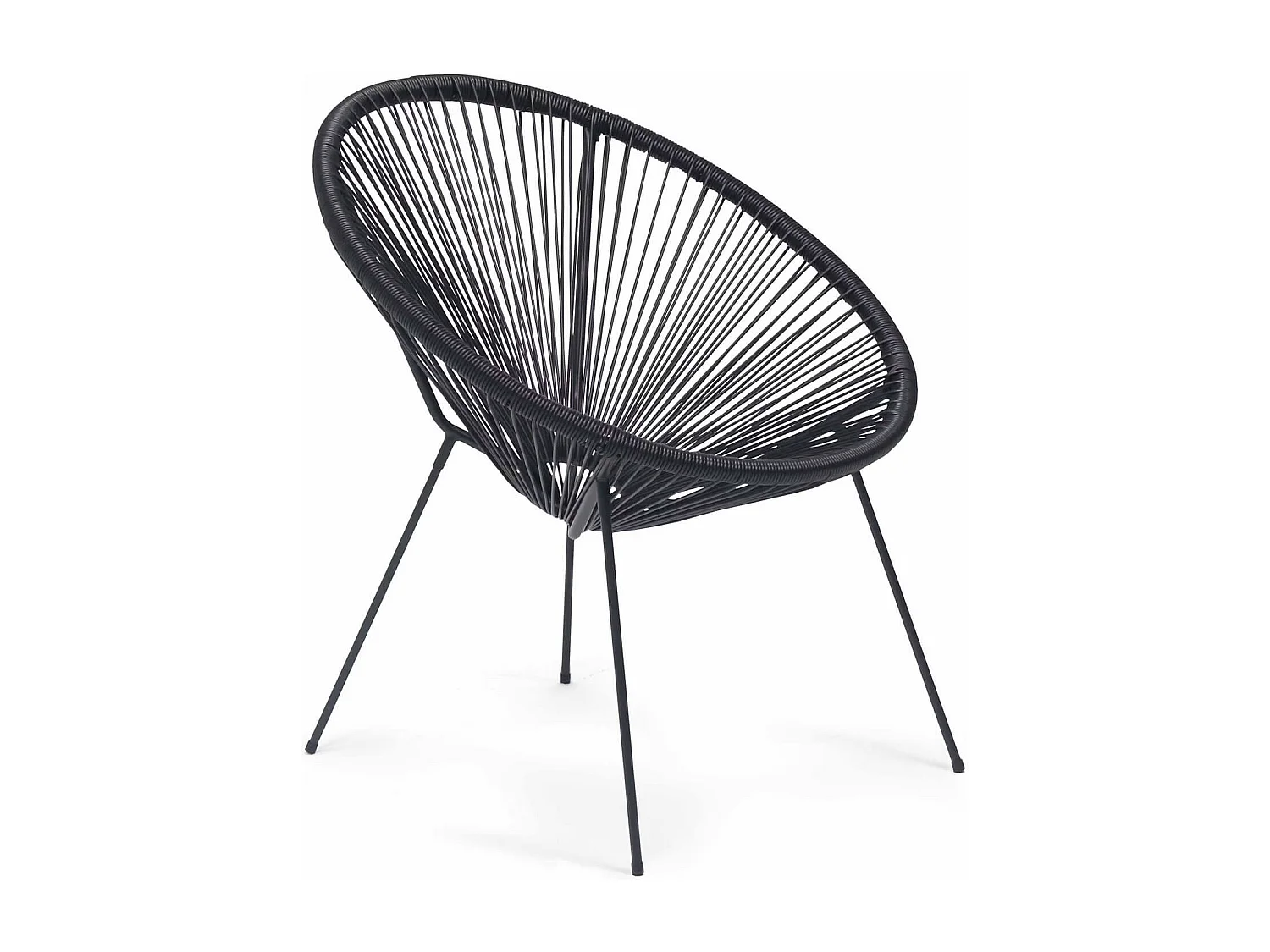 Fauteuil de Jardin Rebecca Mobili Clianto 80x70x76 Acier PE Noir Vintage