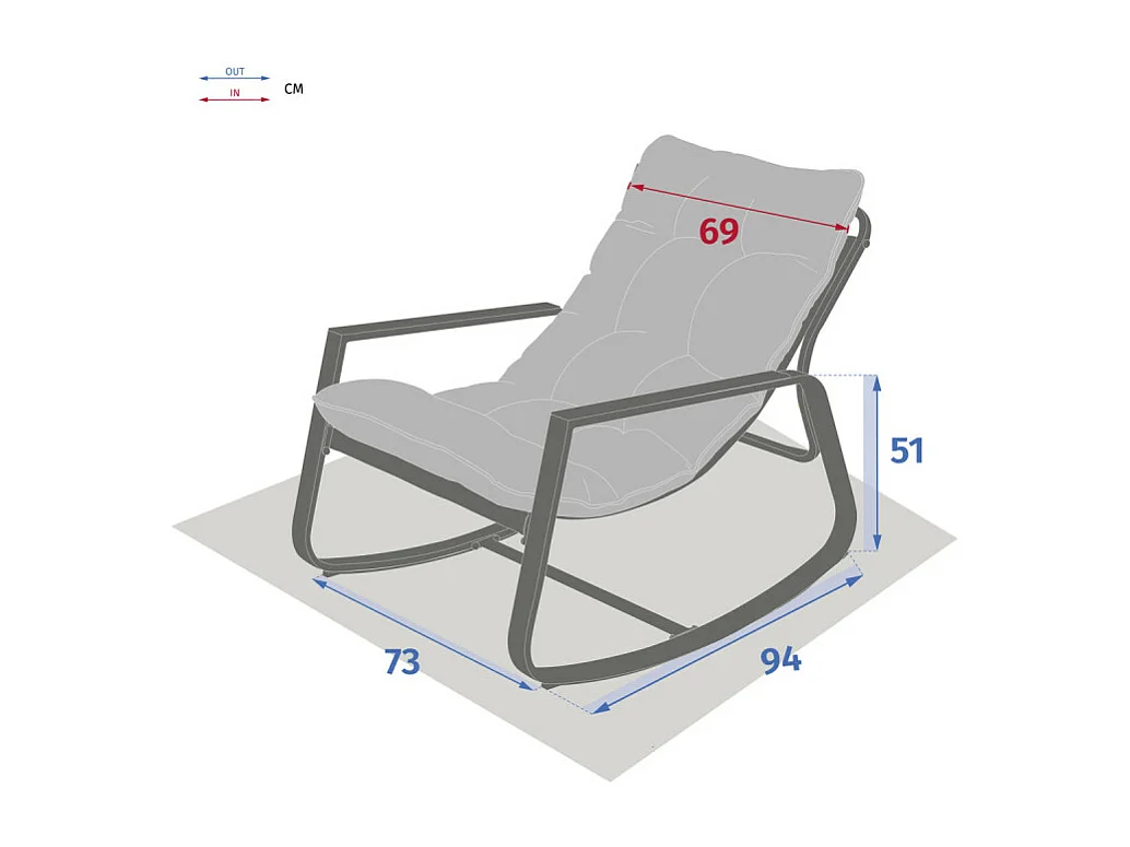 Fauteuil à bascule Felinio gris Hespéride
