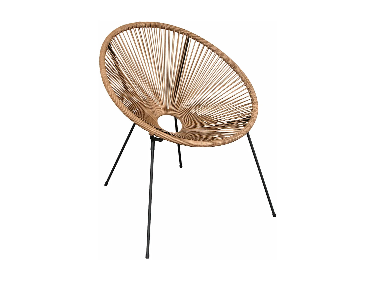 Fauteuil de Jardin Rebecca Mobili Batikh 80x70x76 Acier PE Beige Noir Vintage