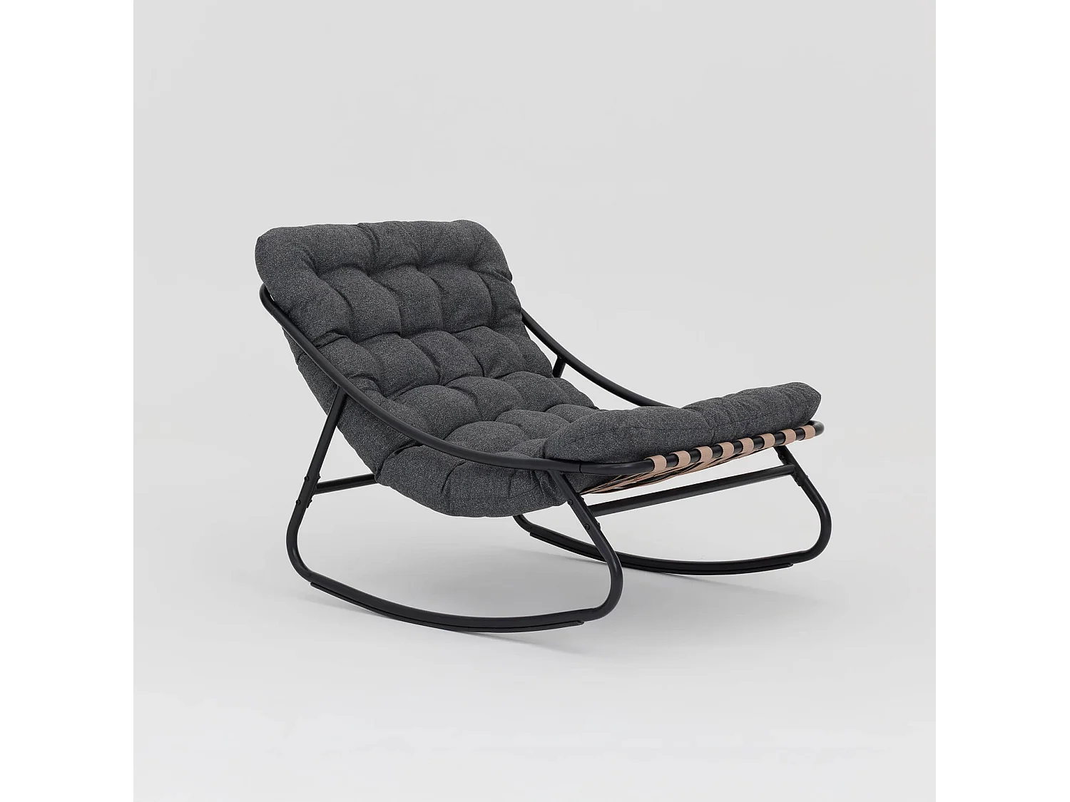 Fauteuil à Bascule Rebecca Mobili Maskat 74x78x101 Acier Polyester Gris Moderne