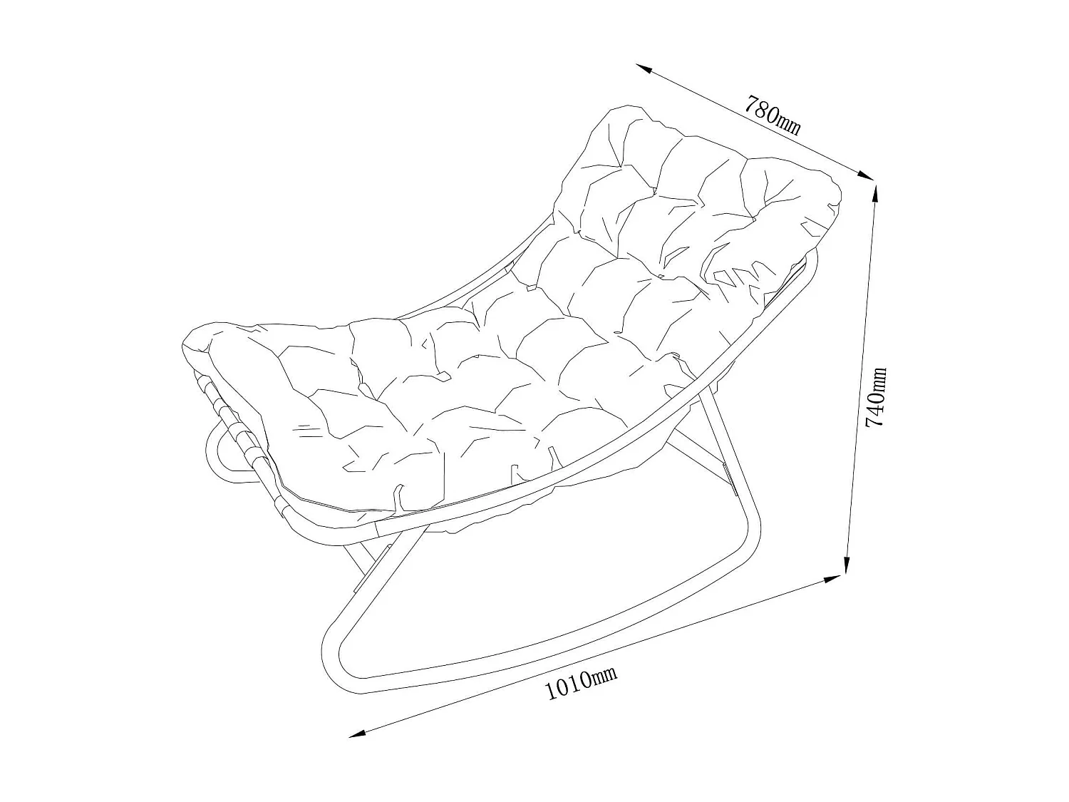 Fauteuil à Bascule Rebecca Mobili Maskat 74x78x101 Acier Polyester Gris Moderne