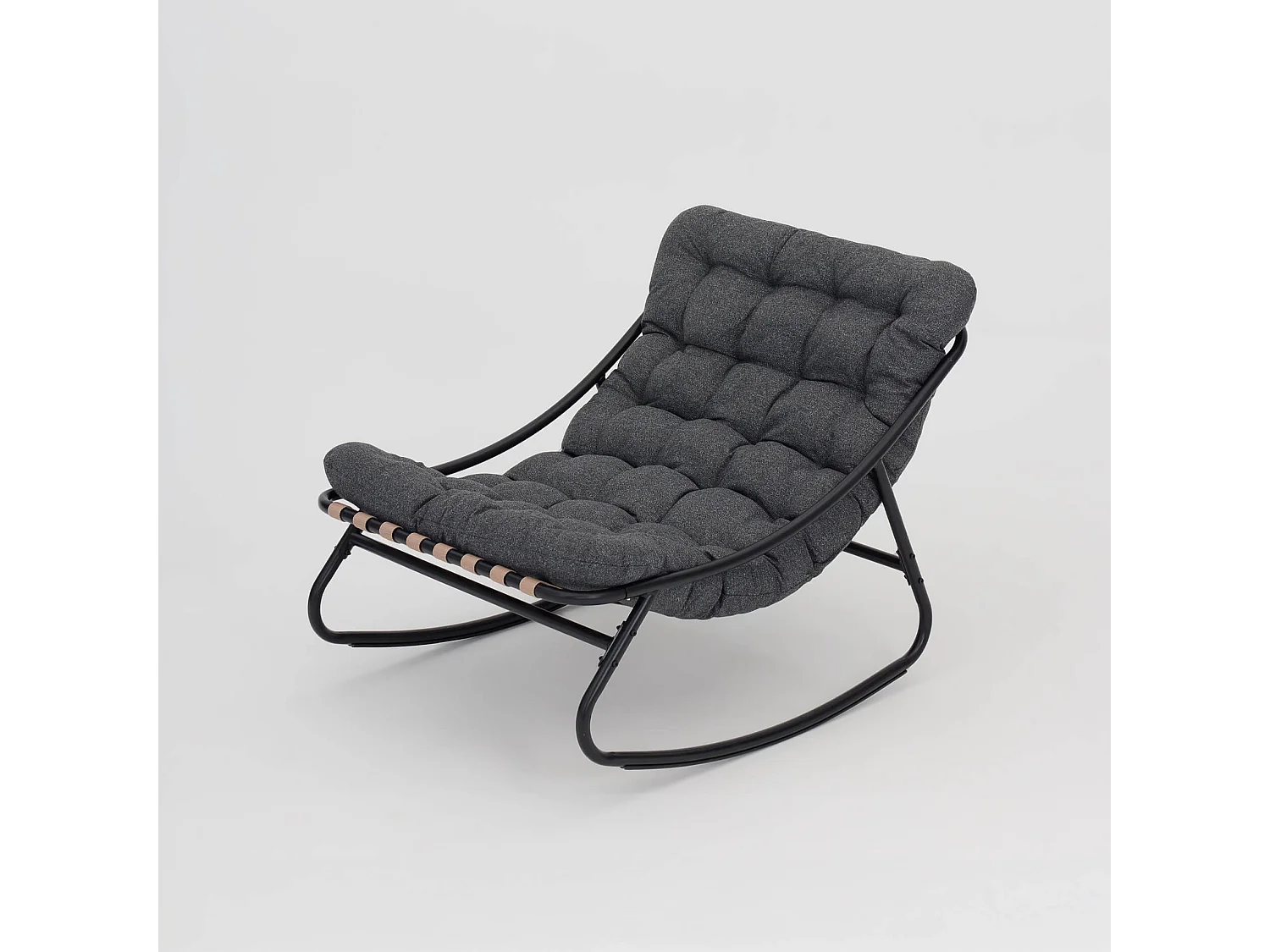 Fauteuil à Bascule Rebecca Mobili Maskat 74x78x101 Acier Polyester Gris Moderne