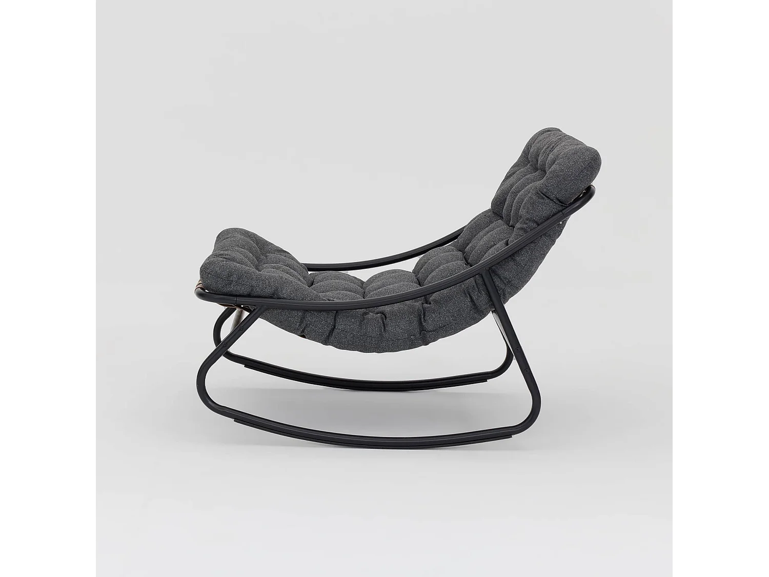 Sedia a Dondolo Rebecca Mobili Maskat 74x78x101 Acciaio Poliestere Grigio Moderno